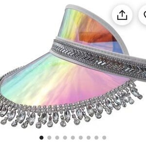 Iridescent visor bedazzled with crystals/rhinestones - bridal party/bachelorette